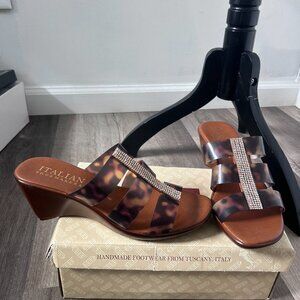 Italian Shoemakers Brown Animal Print Wedge